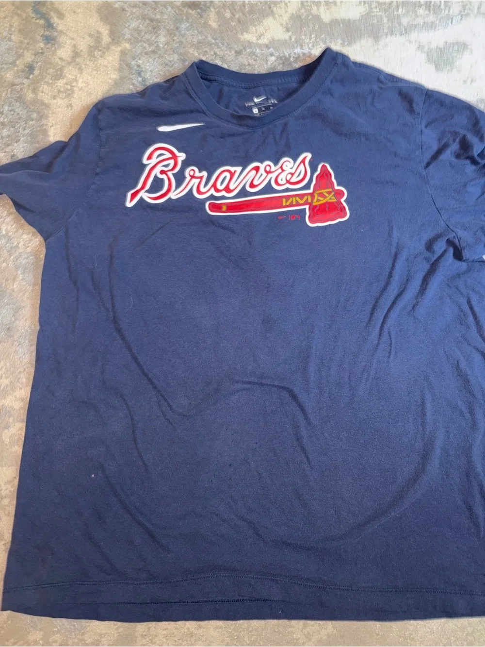 Nike Navy Blue 'Albies' Short Sleeve Tee with Red Number